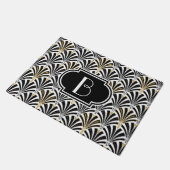 Paillasson Motif de fan d'art déco - noircissez sur le blanc (Incliné)