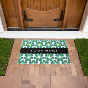 Paillasson Motif de feuille, feuilles vertes, votre nom