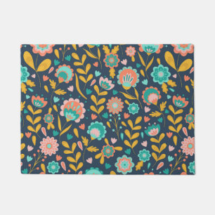 Paillasson Motif de fleur d'art populaire