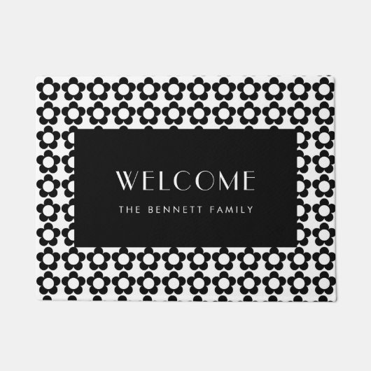 Paillasson Motif de fleurs hippie personnalisables (Devant)