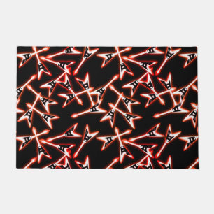 Paillasson Motif de guitare électrique en métal lourd rouge e