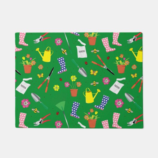 Paillasson Motif de jardinage sur vert (Devant)