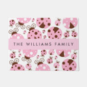 Paillasson Motif De Ladybugs, Ladybugs Rose, Votre Nom (Devant)