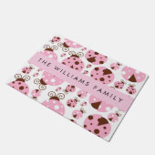 Paillasson Motif De Ladybugs, Ladybugs Rose, Votre Nom (Incliné)