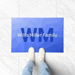 Paillasson Motif de maillage géométrique bleu foncé