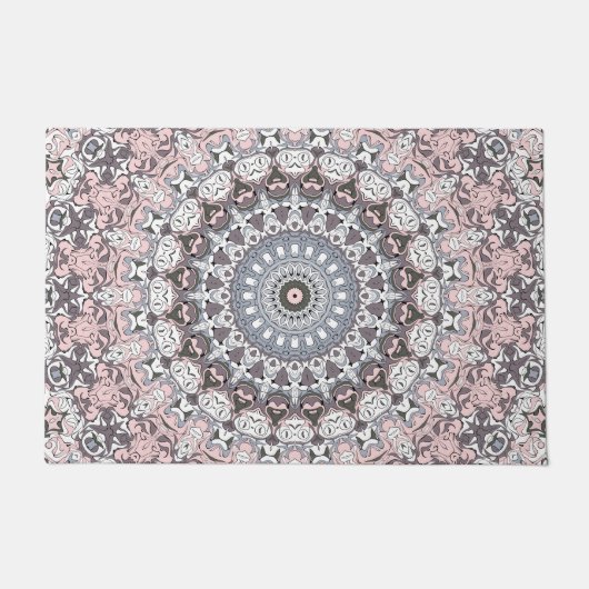 Paillasson Motif de mandala rose et blanc (Devant)