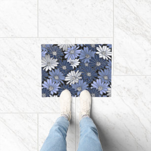Paillasson Motif de marguerite bleue et blanche