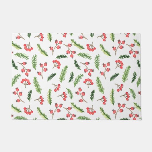 Paillasson Motif de Mistletoe de Noël tiré à la main brillant (Devant)