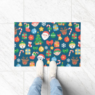 Paillasson Motif de Noël joyeux sur bleu
