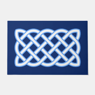 Paillasson Motif de noeud celtique, bleu de cobalt et blanc