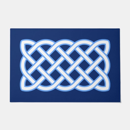 Paillasson Motif de noeud celtique, bleu de cobalt et blanc (Devant)