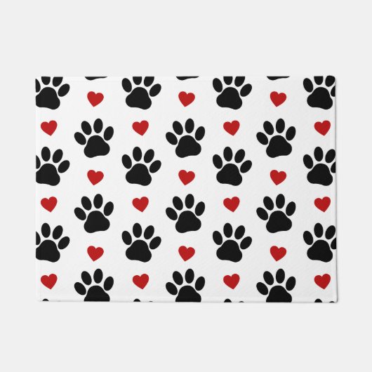 Paillasson Motif De Pâtes, Pâtes De Chien, Pâtes Noires, Coeu (Devant)