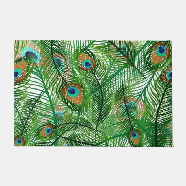 Paillasson motif de plumes de paon (Devant)