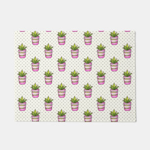 Paillasson Motif de point Polka Succulent Aquarelle