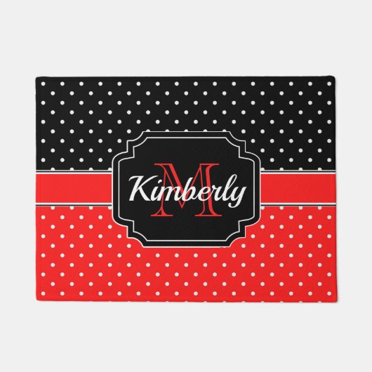 Paillasson Motif de points noirs et rouges (Devant)