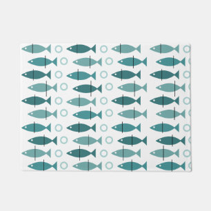 Paillasson Motif de poisson moderne du milieu du siècle Turqu