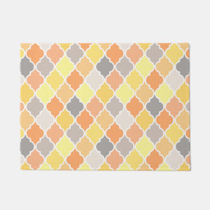 Paillasson Motif de quatrefoil jaune, orange et gris