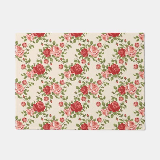 Paillasson Motif de roses shabby chic vintage (Devant)