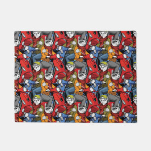 Paillasson Motif de scooter de chats et de chiens