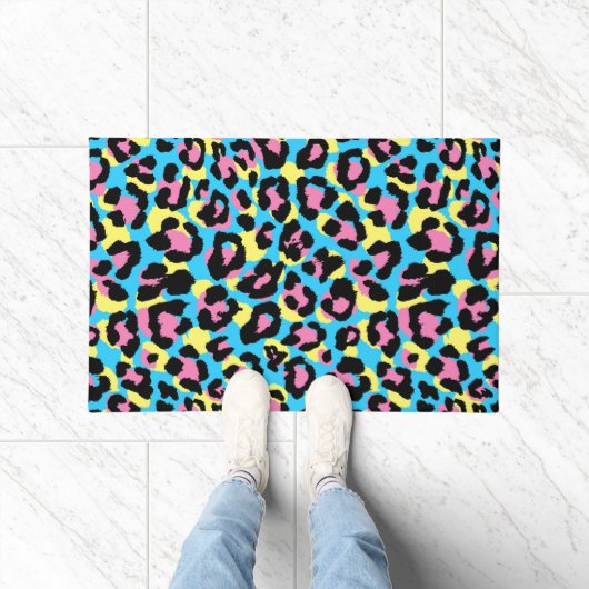Paillasson Motif de Spots Neon Leopard (Intérieur)