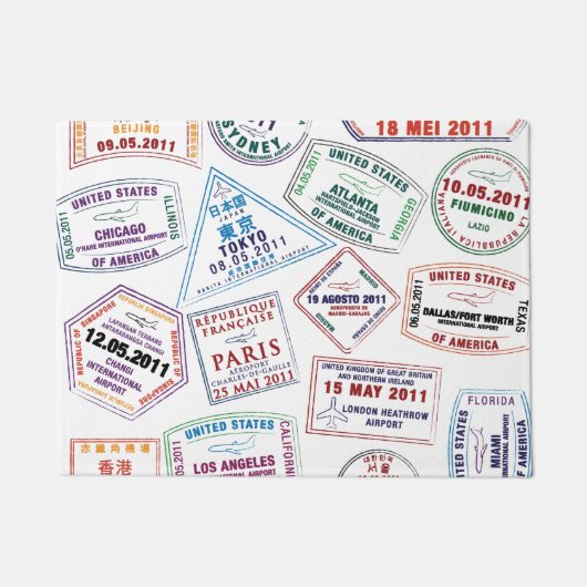 Paillasson Motif de tampon de passeport Imprimer (Devant)