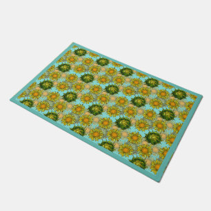 Paillasson Motif de tournesol jaune avec feuillage et bourgeo