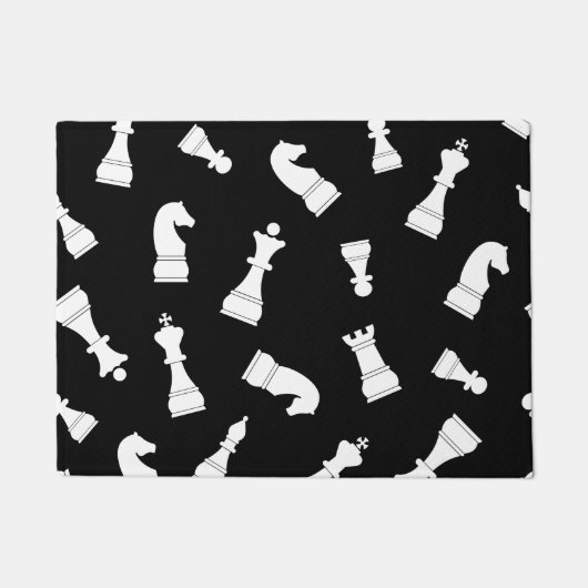 Paillasson Motif d'échecs noir et blanc unique (Devant)