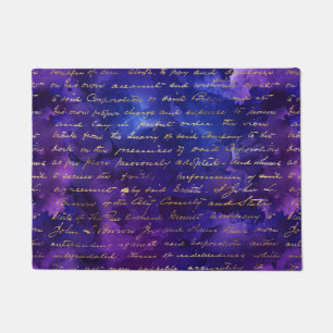 Paillasson Motif d'encre violette aquarelle avec écriture dor