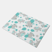 Paillasson Motif Des Eléphants, Eléphants Mignons - Gris Bleu (Incliné)