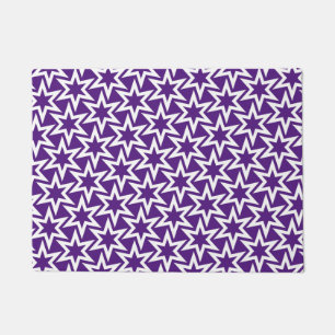Paillasson Motif d'étoile géométrique blanc et violet