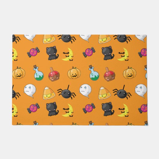 Paillasson Motif d'Halloween mignon avec arrière - plan orang (Devant)