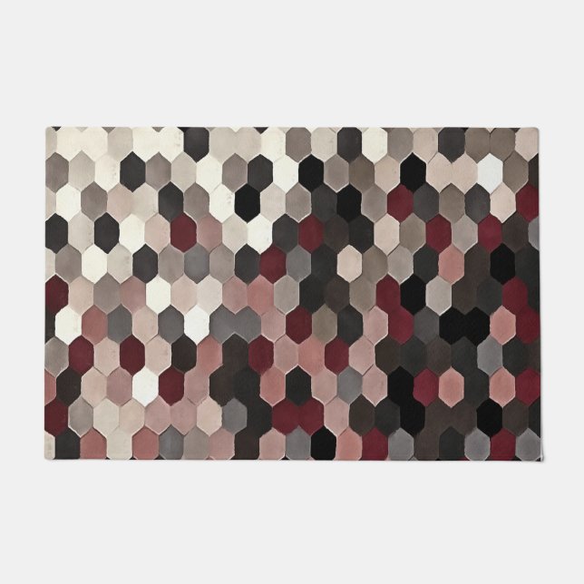 Paillasson Motif d'hexagone dans le gris et les couleurs (Devant)