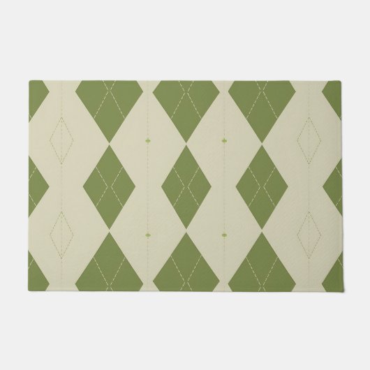 Paillasson Motif diamant Argyle vert olive (Devant)