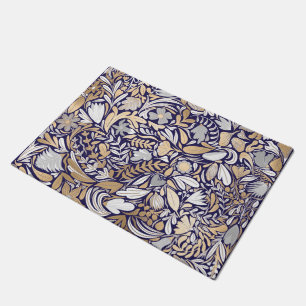 Paillasson Motif d'illustration de la feuille florale blanche