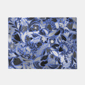 Paillasson Motif d'illustration Feuilles floral bleu argent (Devant)