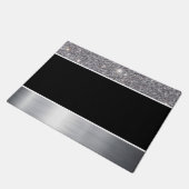 Paillasson Motif d'impression en argent noir Parties scintill (Incliné)