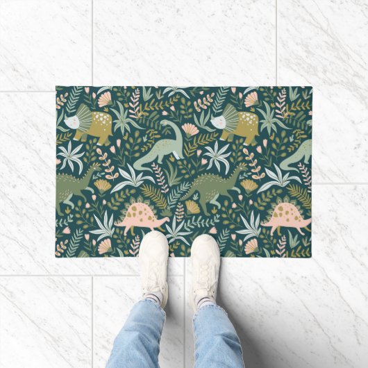 Paillasson Motif Dinosaur Vert (Intérieur)
