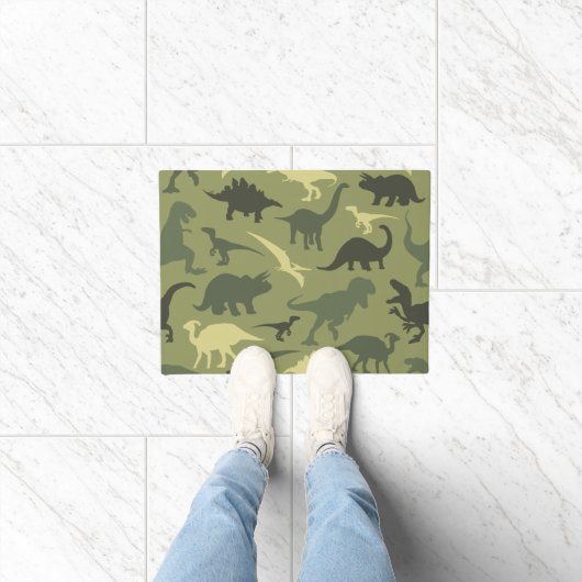 Paillasson Motif Dinosaure, Silhouette Dinosaure, Dino Vert (Intérieur)