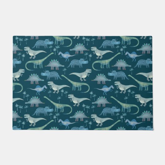 Paillasson Motif Dinosaure vert foncé (Devant)