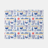 Paillasson Motif d'oiseau d'hiver d'art populaire (Devant)