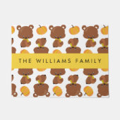 Paillasson Motif D'Ours, Mignons Ours, Citrouille, Votre Nom (Devant)