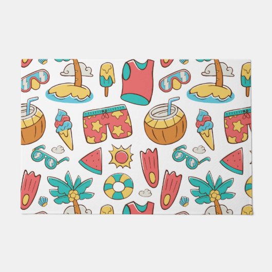 Paillasson motif drôle vacances d'été plage (Devant)