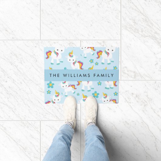 Paillasson Motif D'Unicornes, De Bonnes Unicornes, Votre Nom (Intérieur)