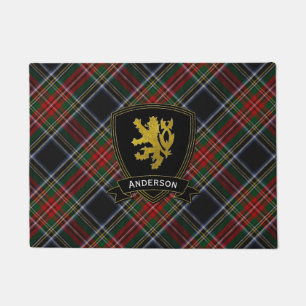 Paillasson Motif effréné de tartan de lion d'or