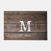 Paillasson Motif en bois rustique Monogramme Nom du script Pe (Devant)