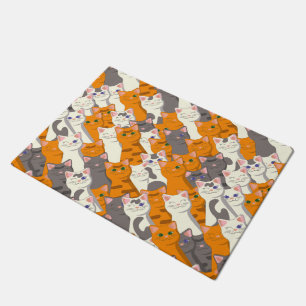 Paillasson Motif en diagonale du chat noir blanc gingembre