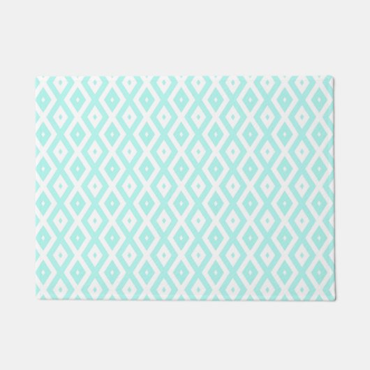 Paillasson Motif en diamant Turquoise et blanc (Devant)