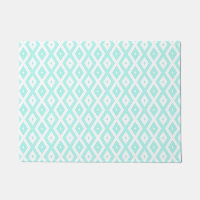 Paillasson Motif en diamant Turquoise et blanc (Devant)