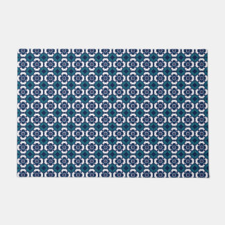 Paillasson Motif en mosaïque bleu et blanc cool