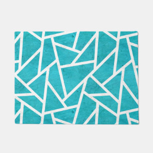 Paillasson Motif en mosaïque bleu-vert et blanc
